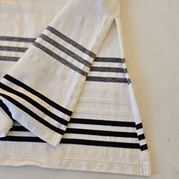 J Jill Womens Wearever Black White Stripe V Neck Tunic Top Size Medium Petite - Picture 7 of 12